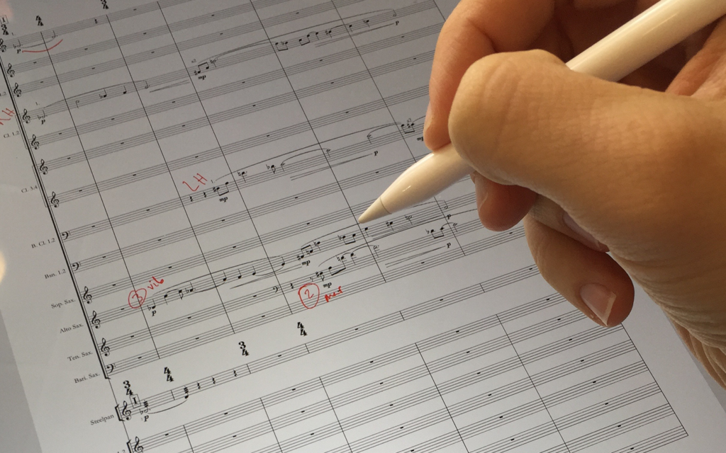 Marking up a score with iPad Pro and Apple Pencil